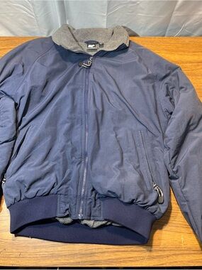 White Bear Clothing Jacket Medium Blue Cotton Gray Sherpa lining Zippered pocket
